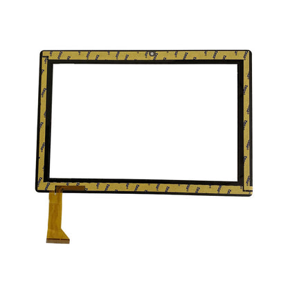 Back view of ANGS-CTP-101522 S107 touch screen glass showing adhesive tape